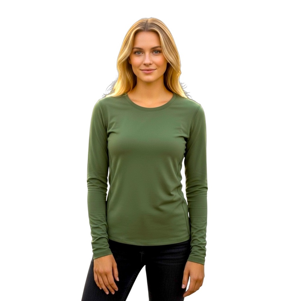 nuuds Olive Green Long Sleeve Fitted Stretch Tee Size Large